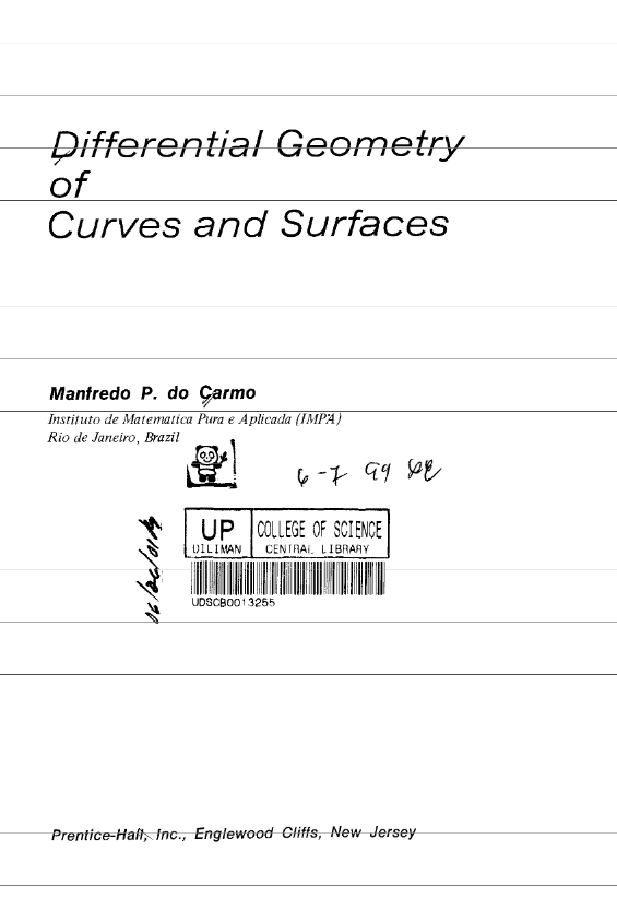 Differential Geometry of Curves and Surfaces — Do Carmo