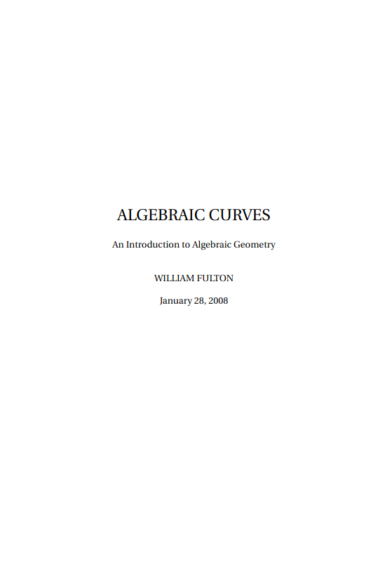 Algebraic Curves — Fulton